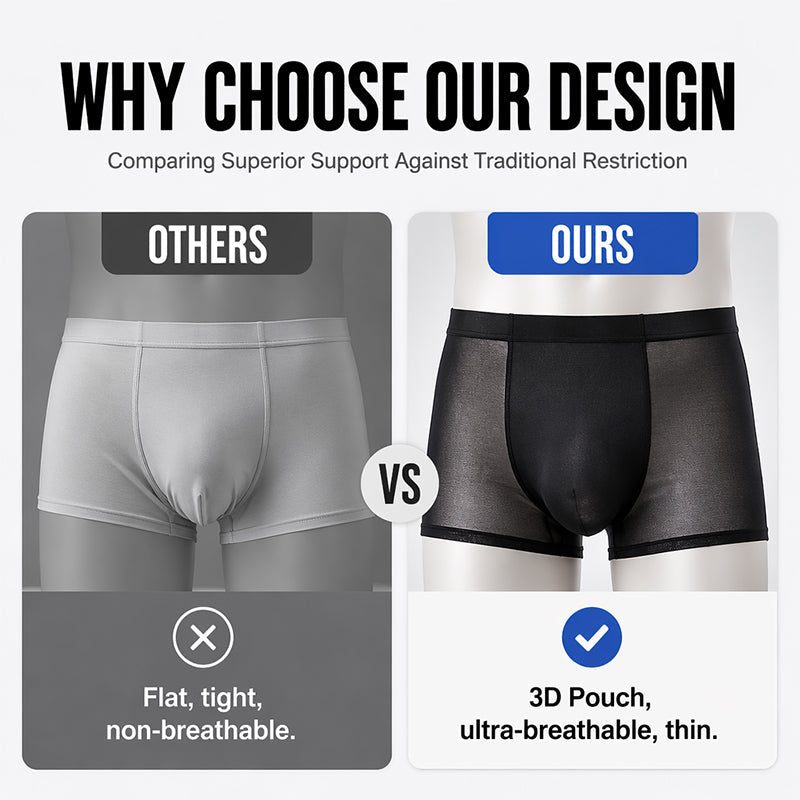 Ultra-Thin Ice Cooling Boxer Briefs – 3D Pouch & Breathable Support