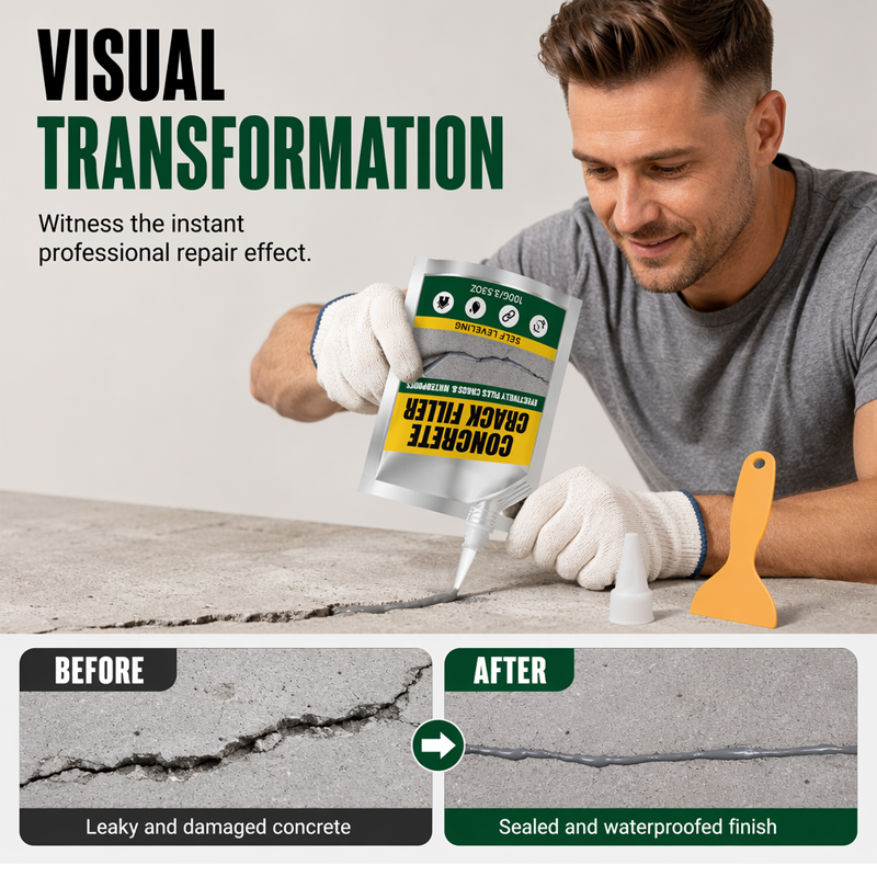 Concrete Crack Repair Kit – Waterproof Sealant & Scraper Included