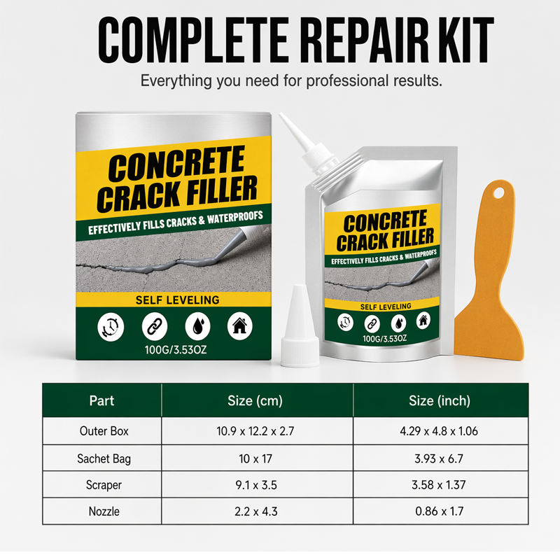 Concrete Crack Repair Kit – Waterproof Sealant & Scraper Included