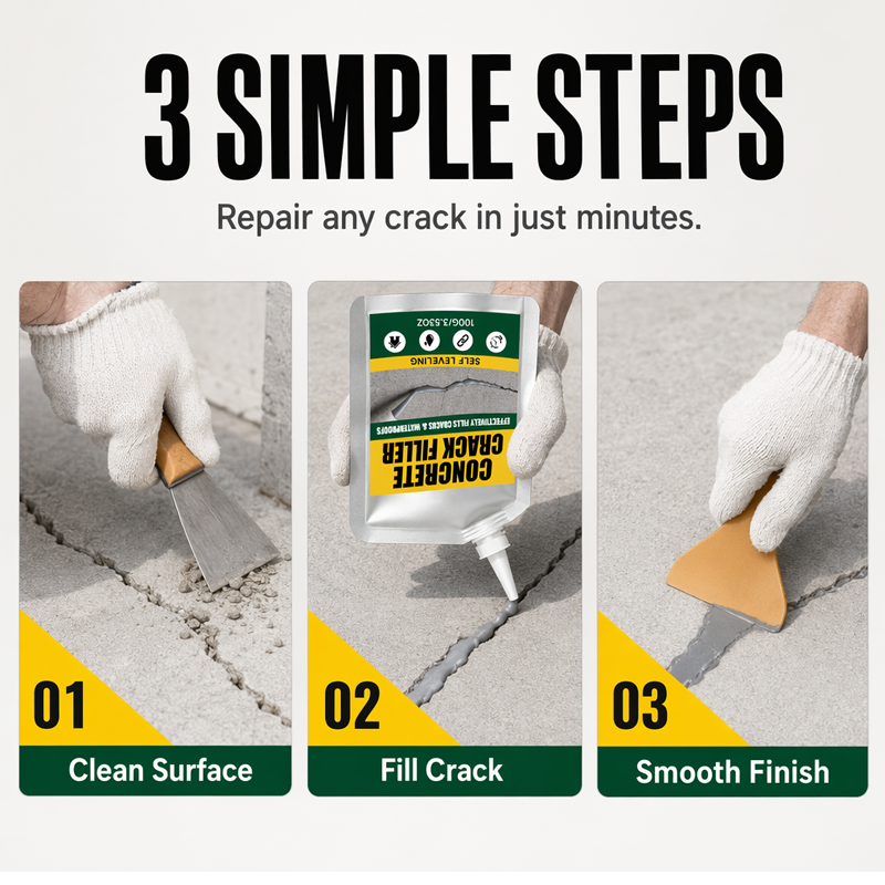 Concrete Crack Repair Kit – Waterproof Sealant & Scraper Included