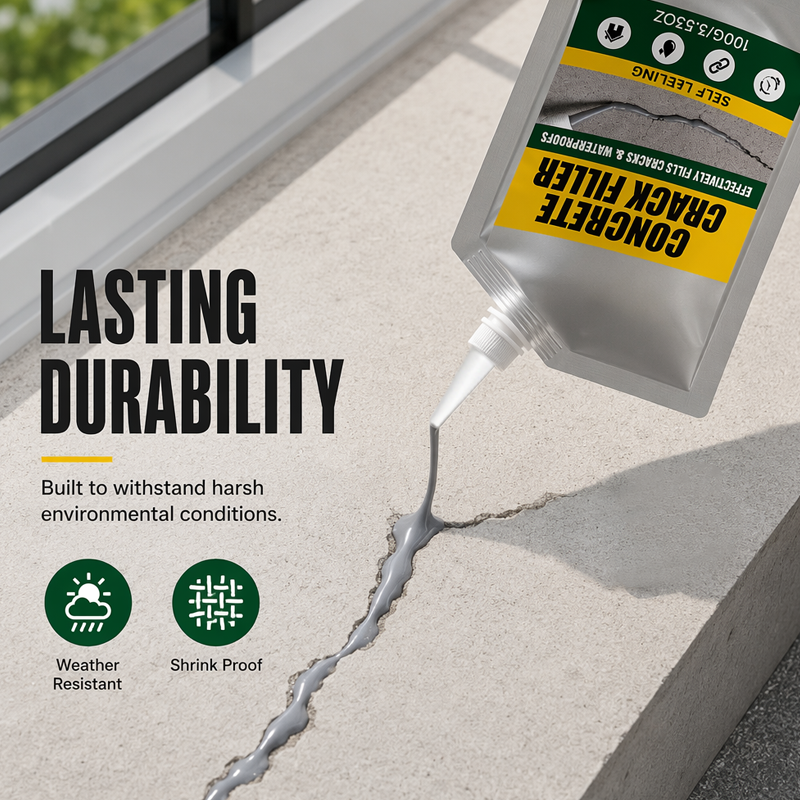 Concrete Crack Repair Kit – Waterproof Sealant & Scraper Included