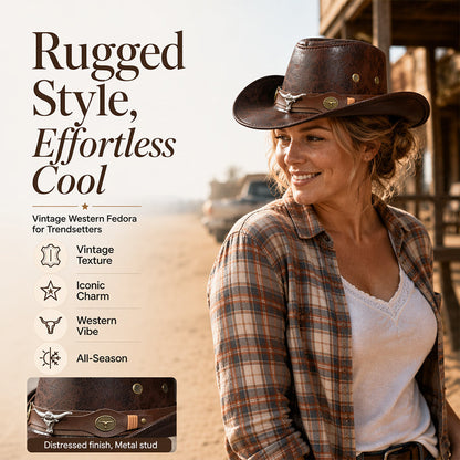 🤠50% OFF NOW ! Vintage Wide-Brim Cowboy Hat – Adjustable & Timeless Style