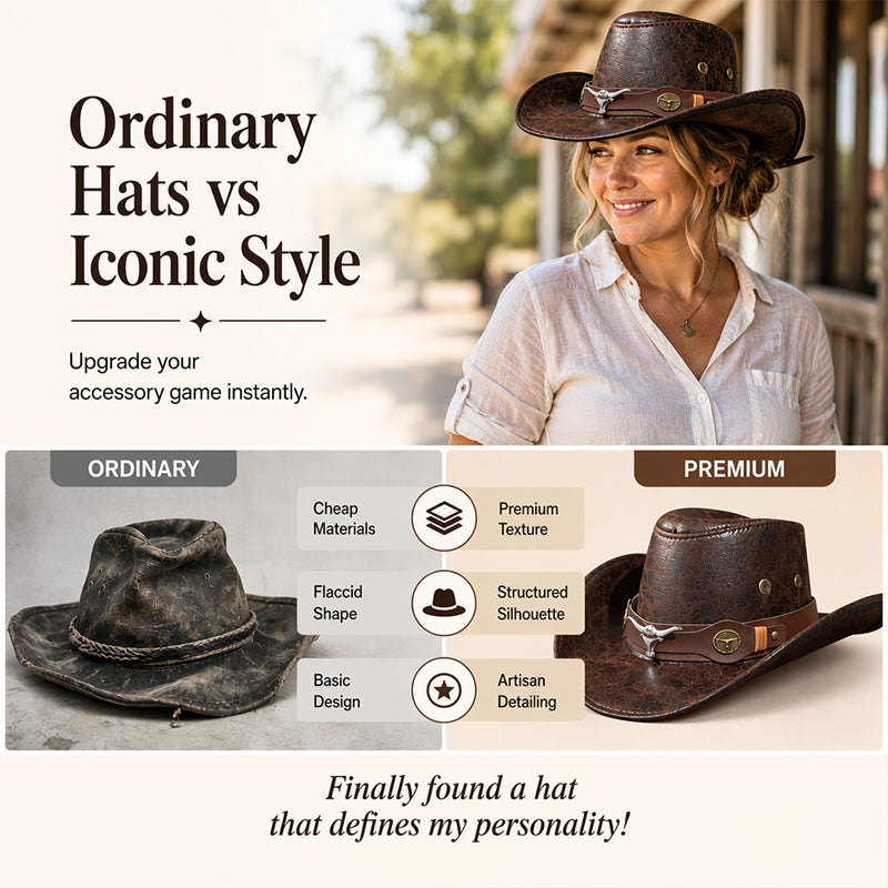 🤠50% OFF NOW ! Vintage Wide-Brim Cowboy Hat – Adjustable & Timeless Style