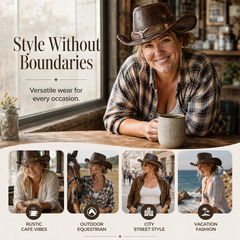 🤠50% OFF NOW ! Vintage Wide-Brim Cowboy Hat – Adjustable & Timeless Style