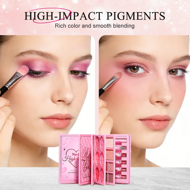 All-in-One Makeup Palette Book – Eyeshadow & Face Color Set