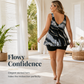 🏖️Summer Hot Sale 50% OFF💐Plus-Size Swimdress – Marble Print & Tummy Control Design