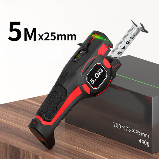 2-in-1 Laser Tape Measure – Auto-Lock & Rechargeable Design
