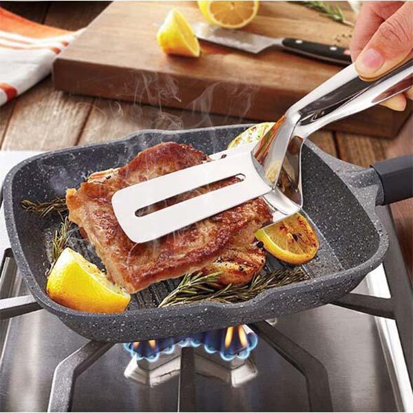 Flip & Serve Instantly! 3-in-1 Stainless Steel Kitchen Tongs