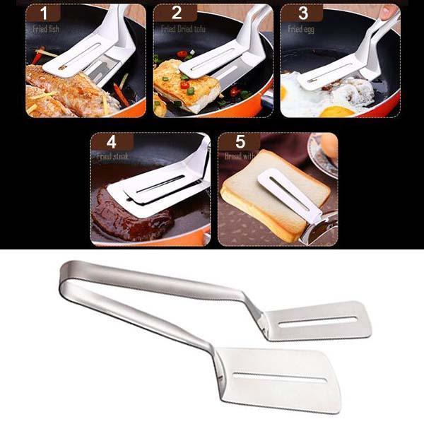 Flip & Serve Instantly! 3-in-1 Stainless Steel Kitchen Tongs