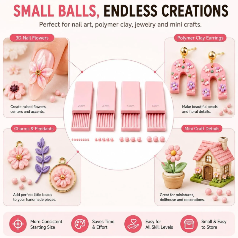 4-in-1 Clay Ball Maker – Precision Sizes & Easy Crafting Tool