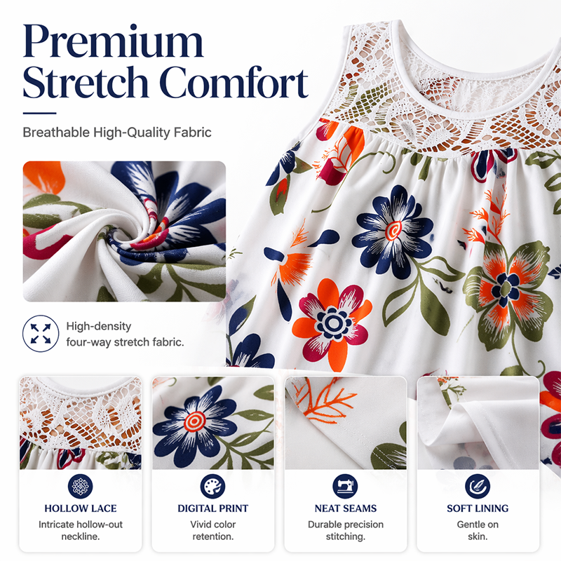 Floral Swing Dress – 4-Way Stretch & Breezy Fit