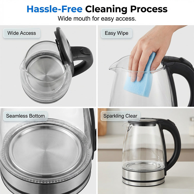 📢📢50% OFF !! ⏰Glass Electric Kettle – Rapid Boil & LED Light Design
