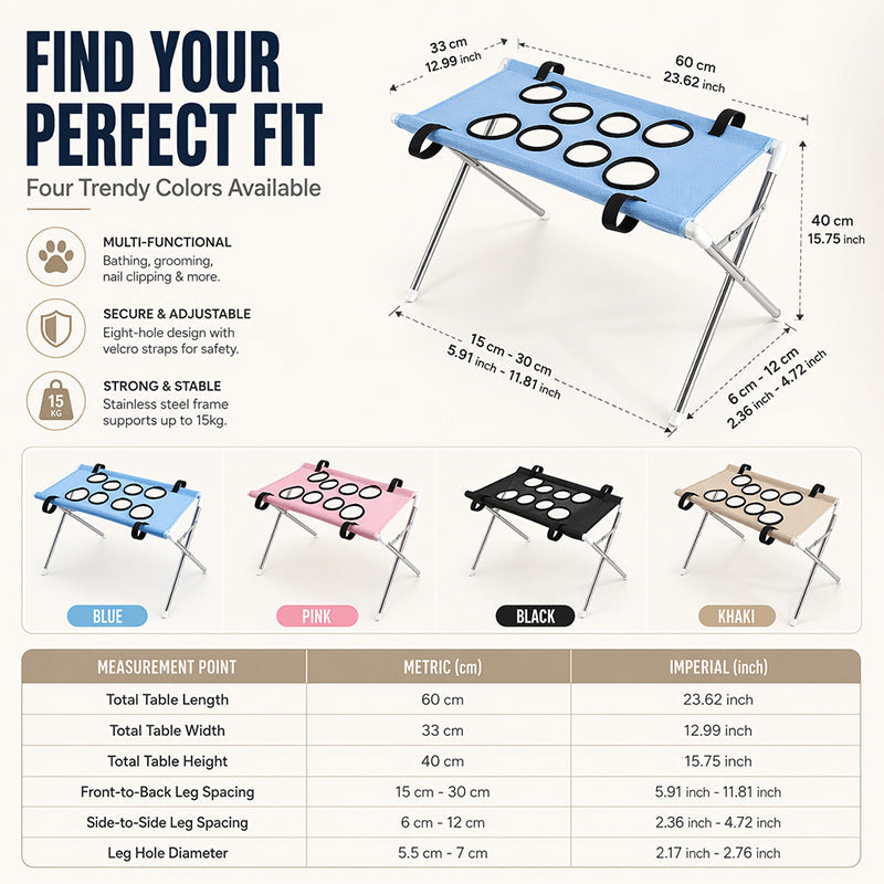 ⏳Limited-time 50% off⏰Elevated Pet Grooming Bed – Detachable & Secure Design