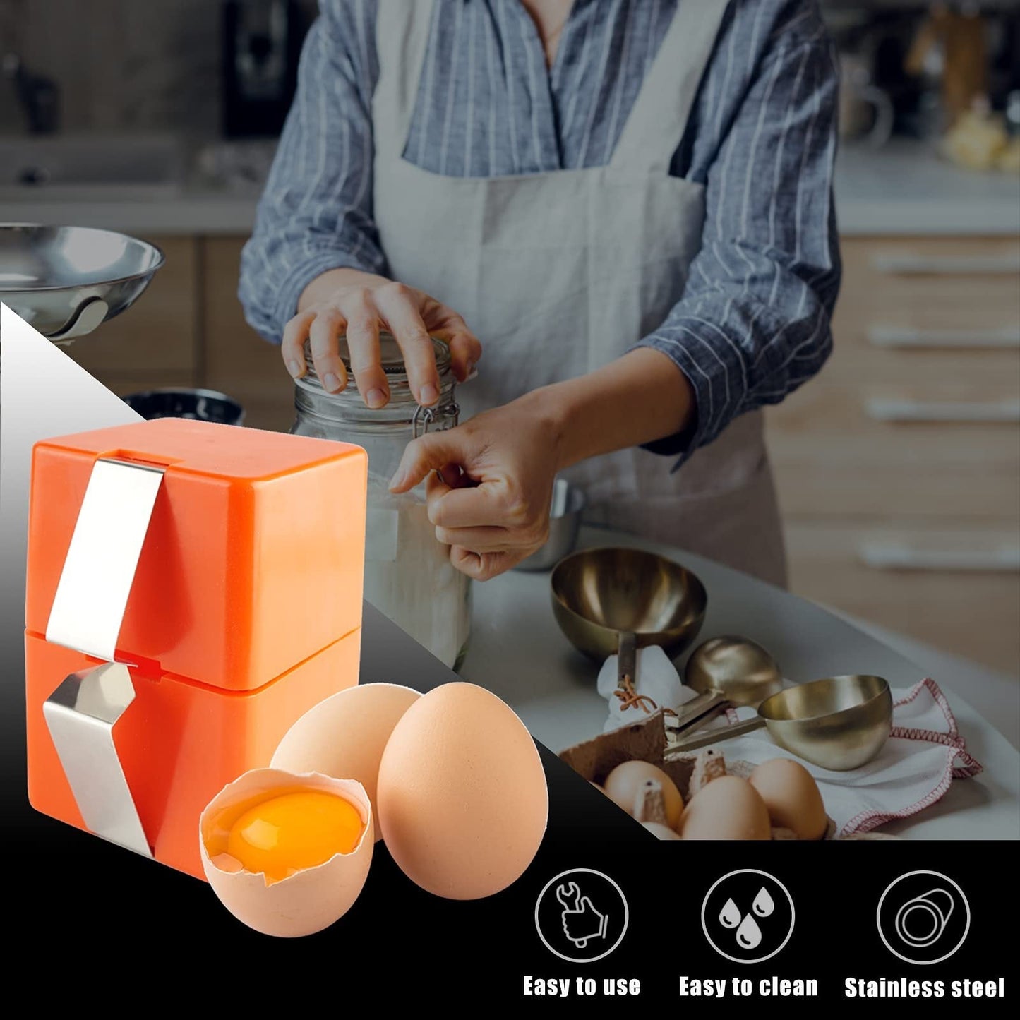🍳Egg Cracker Tool – No-Mess & Easy Squeeze Design