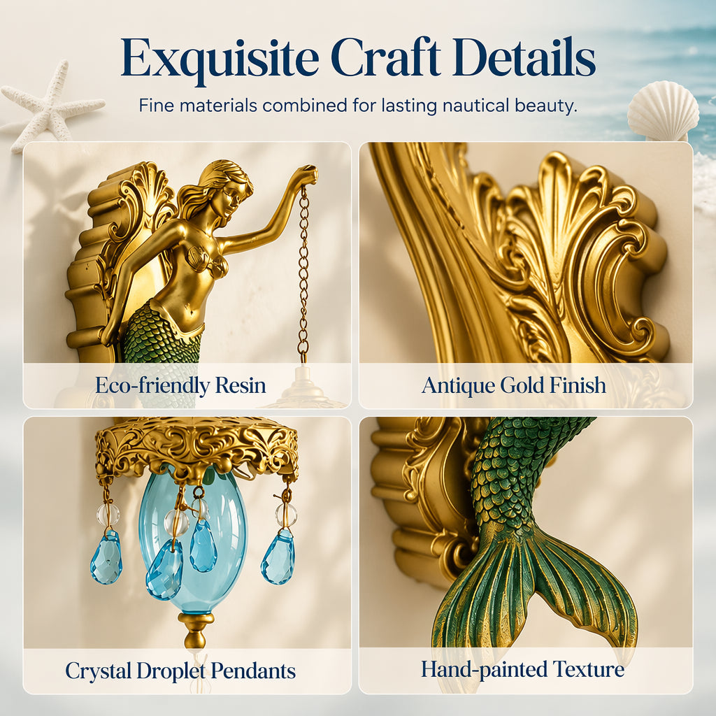 Hand-Painted Mermaid Wall Sconce – Nautical & Artisan Design