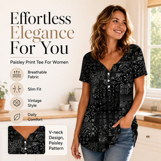 Women's Plus-Size V-Neck Top – Soft & Breathable Pattern Design
