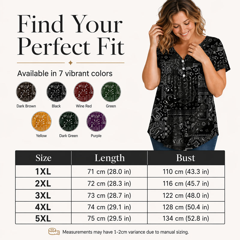 Women's Plus-Size V-Neck Top – Soft & Breathable Pattern Design
