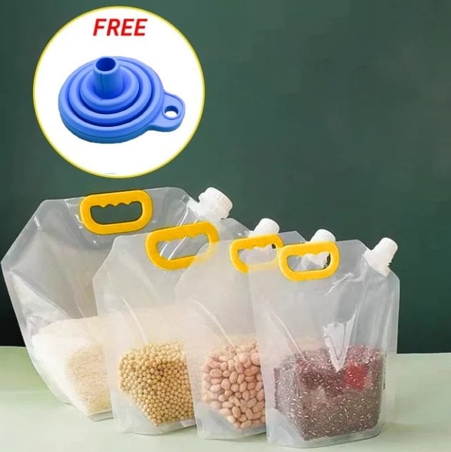 📢📢Stand-Up Food Storage Pouch with Handle & Pour Spout | Bug & Moisture Proof, BPA-Free