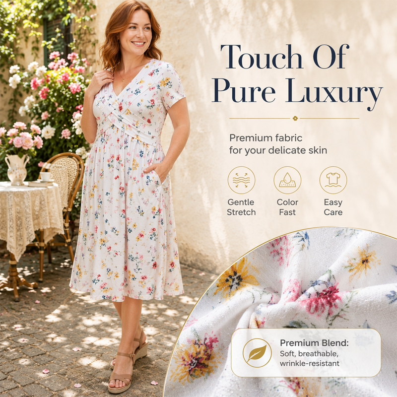 Limited Stock! 60% Off Hot Sale Ongoing🌺Women's V-Neck Floral Print Dress with Twist Waist
