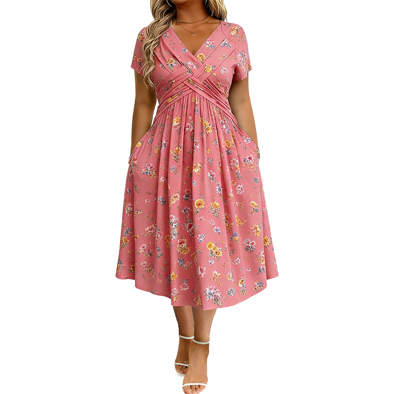 Limited Stock! 60% Off Hot Sale Ongoing🌺Women's V-Neck Floral Print Dress with Twist Waist