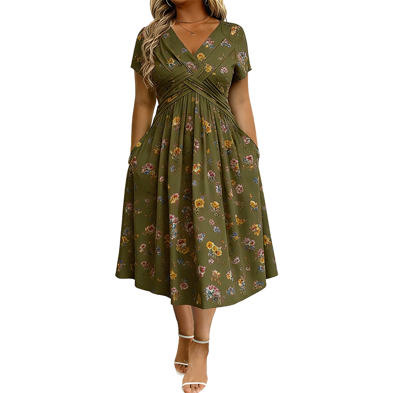 Limited Stock! 60% Off Hot Sale Ongoing🌺Women's V-Neck Floral Print Dress with Twist Waist