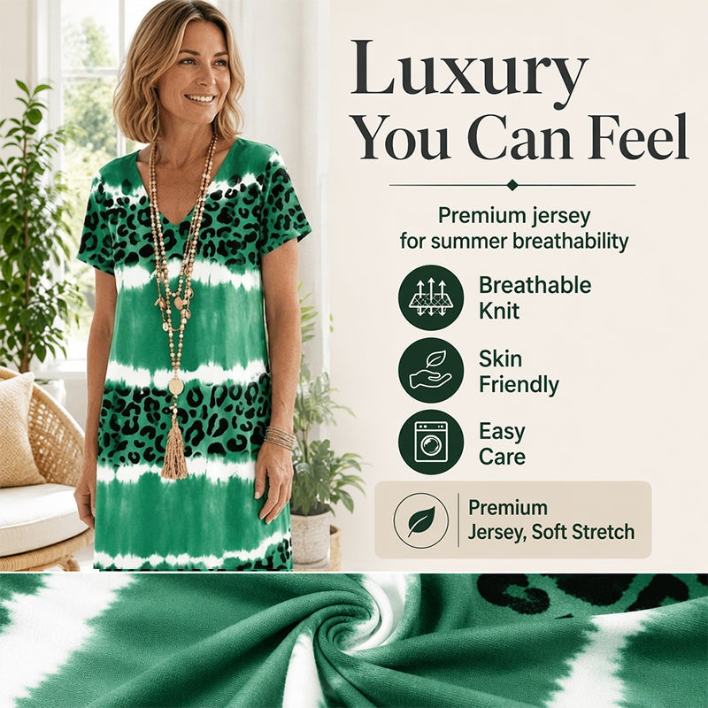 Tie-Dye Leopard Dress – Soft & Relaxed Fit Design