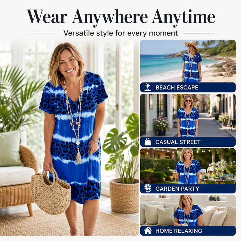 Tie-Dye Leopard Dress – Soft & Relaxed Fit Design