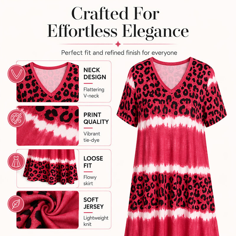 Tie-Dye Leopard Dress – Soft & Relaxed Fit Design