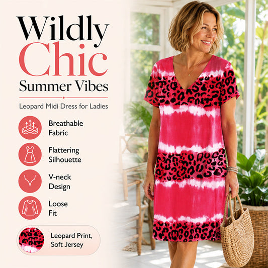 Tie-Dye Leopard Dress – Soft & Relaxed Fit Design