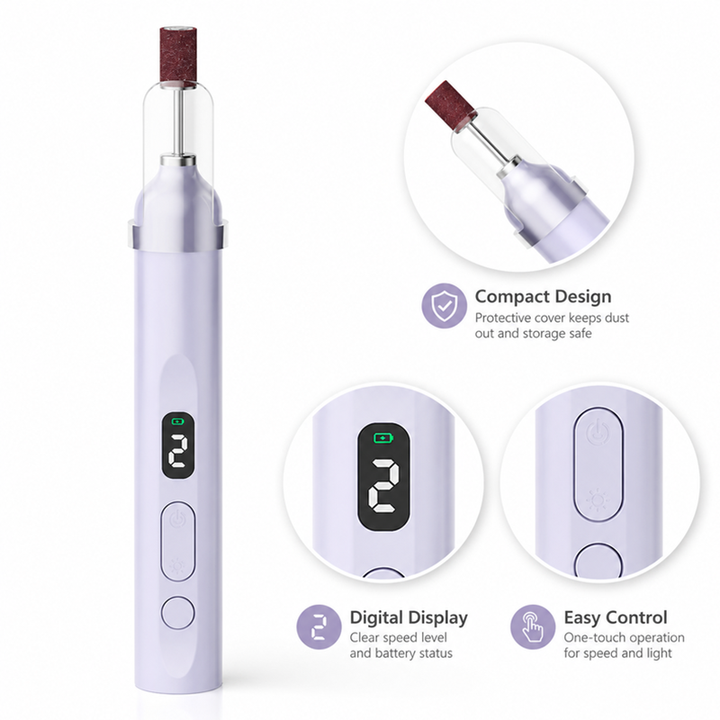 Rechargeable Nail Drill Kit – Interchangeable Heads & LED Display
