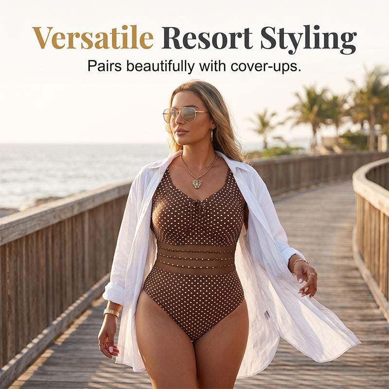 Polka Dot Swimsuit – Tummy Control & Vintage Retro Fit