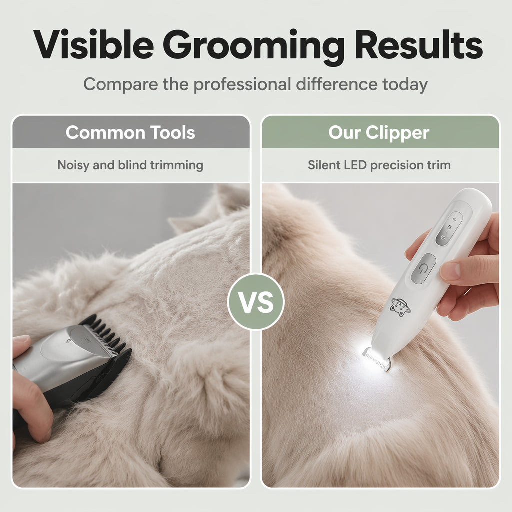Silent Pet Hair Clipper with LED Light and Ceramic Blade for Dogs and Cats