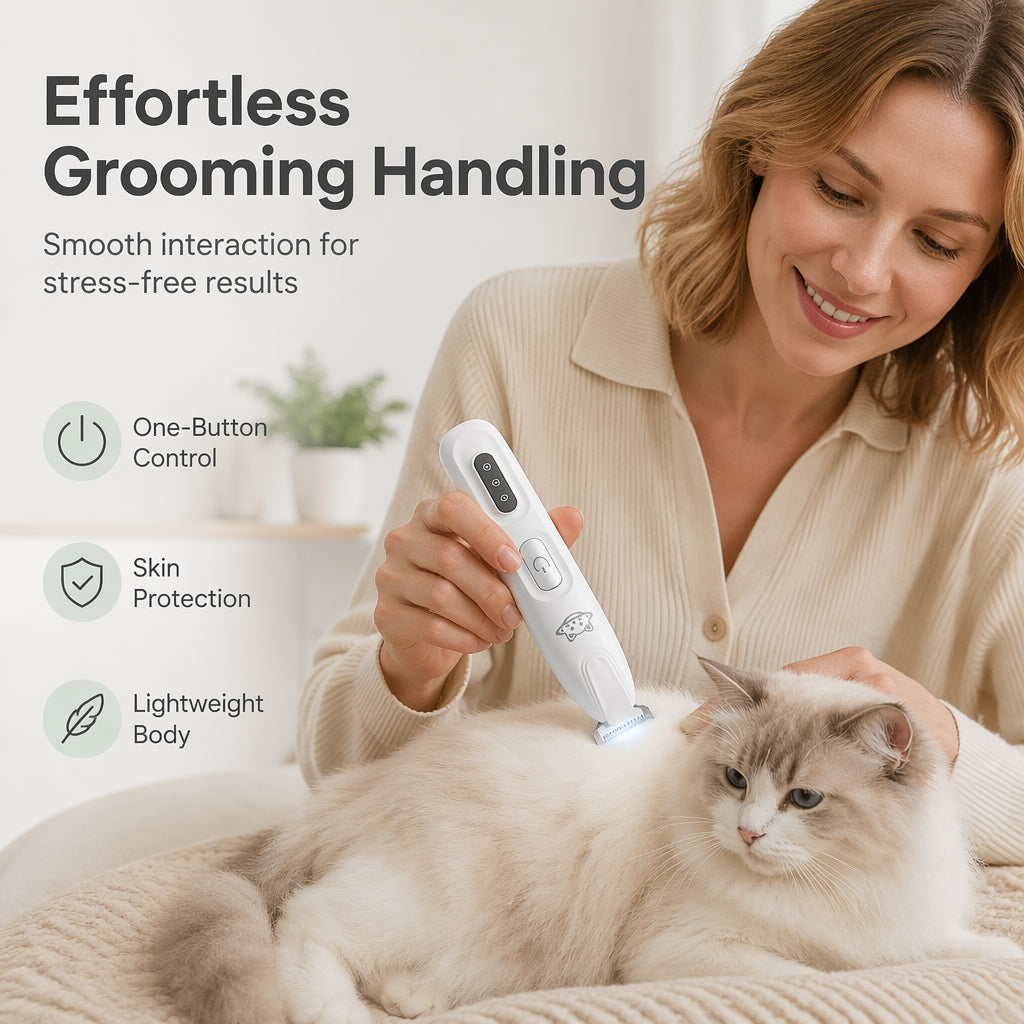 Silent Pet Hair Clipper with LED Light and Ceramic Blade for Dogs and Cats