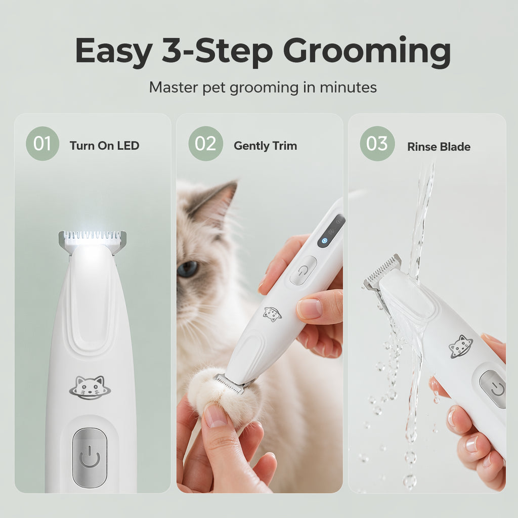 Silent Pet Hair Clipper with LED Light and Ceramic Blade for Dogs and Cats