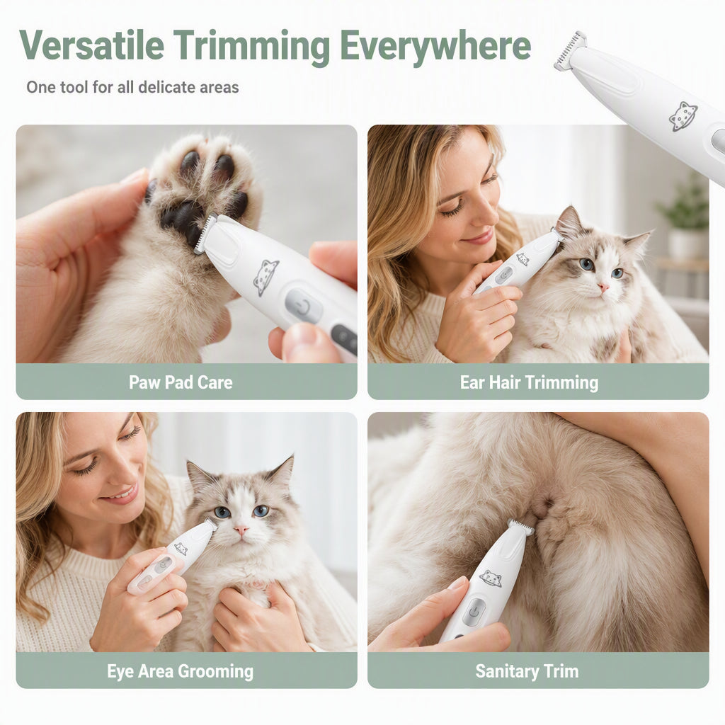 Silent Pet Hair Clipper with LED Light and Ceramic Blade for Dogs and Cats