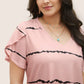 Plus-Size Striped V-Neck Tee – Waist-Cinching & Breathable Fit