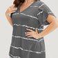 Plus-Size Striped V-Neck Tee – Waist-Cinching & Breathable Fit