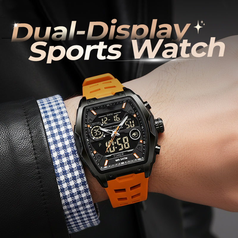 Track Time & Train Instantly! 5ATM Dual-Display Sports Watch