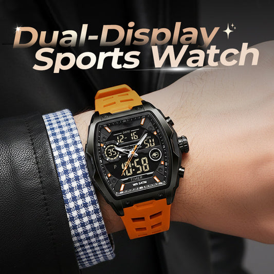 Track Time & Train Instantly! 5ATM Dual-Display Sports Watch