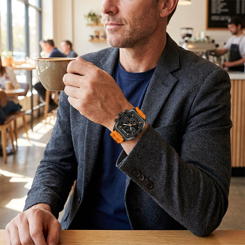 Track Time & Train Instantly! 5ATM Dual-Display Sports Watch