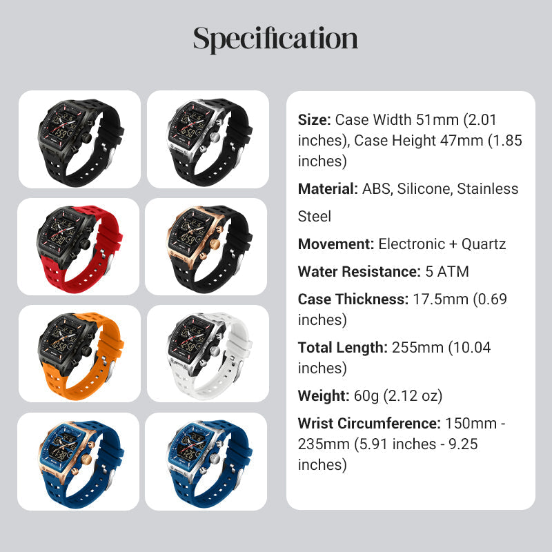 Track Time & Train Instantly! 5ATM Dual-Display Sports Watch