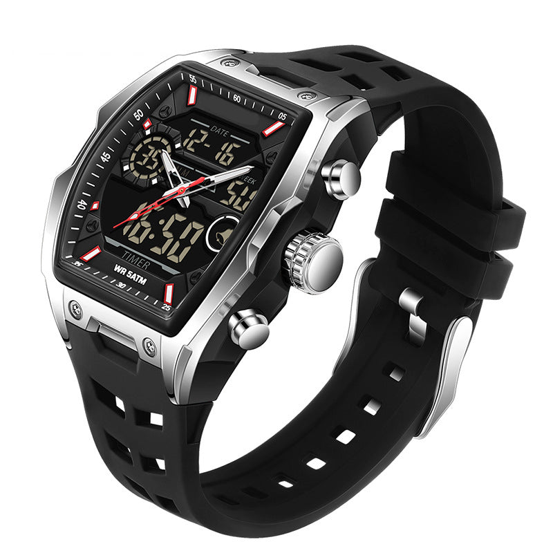 Track Time & Train Instantly! 5ATM Dual-Display Sports Watch