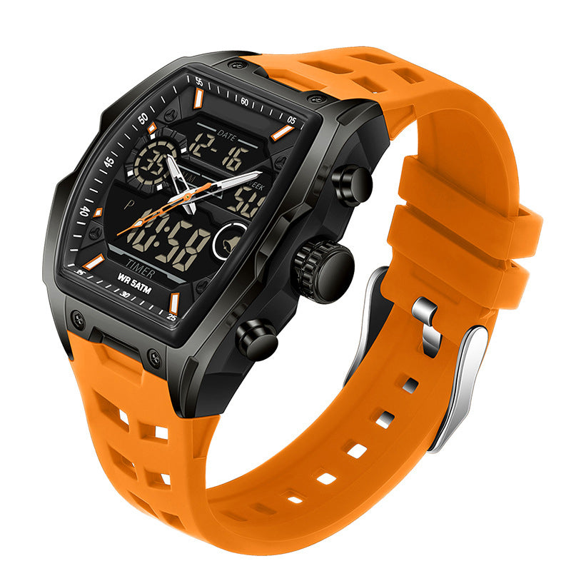 Track Time & Train Instantly! 5ATM Dual-Display Sports Watch