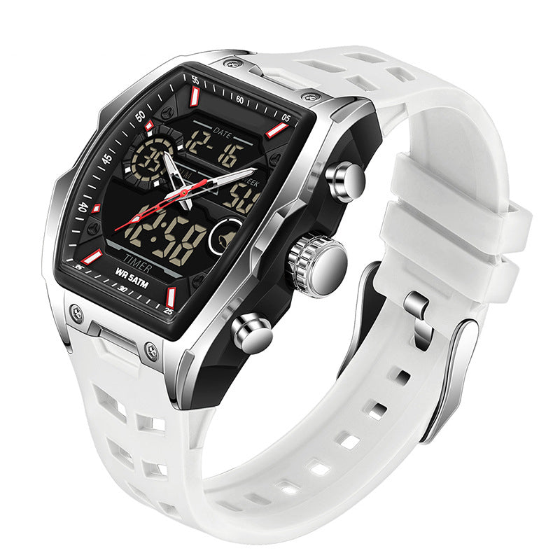 Track Time & Train Instantly! 5ATM Dual-Display Sports Watch