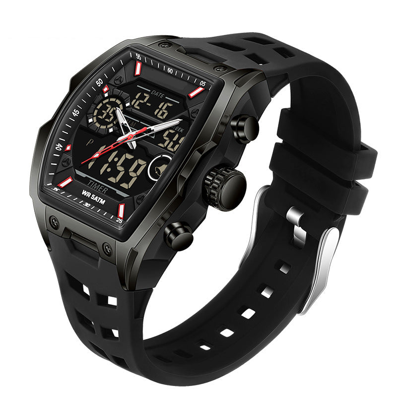 Track Time & Train Instantly! 5ATM Dual-Display Sports Watch
