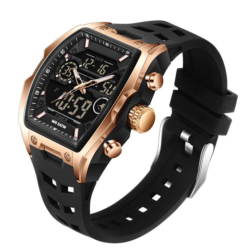 Track Time & Train Instantly! 5ATM Dual-Display Sports Watch