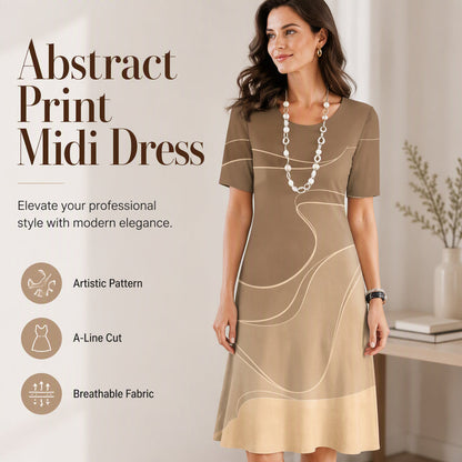 Abstract Wave Print A-Line Dress – Flattering & Versatile Silhouette