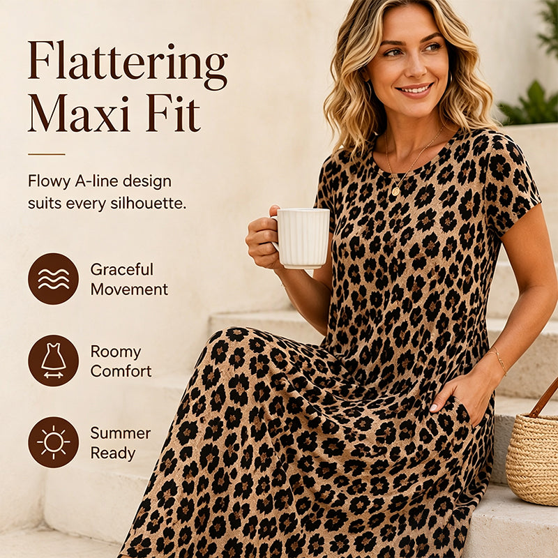 Leopard Maxi Dress – Flowing & Versatile Style Design