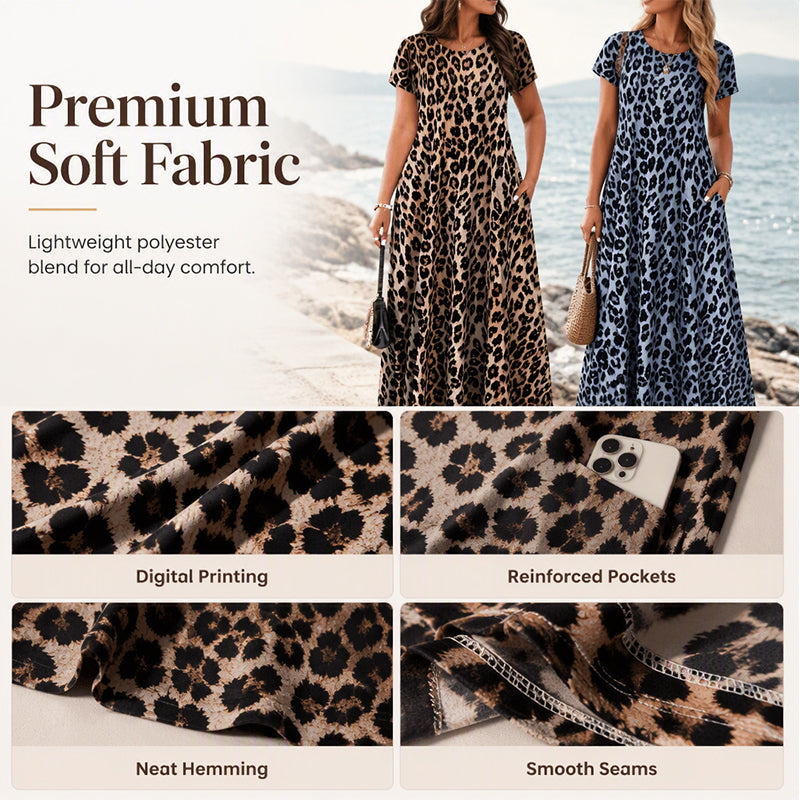 Leopard Maxi Dress – Flowing & Versatile Style Design
