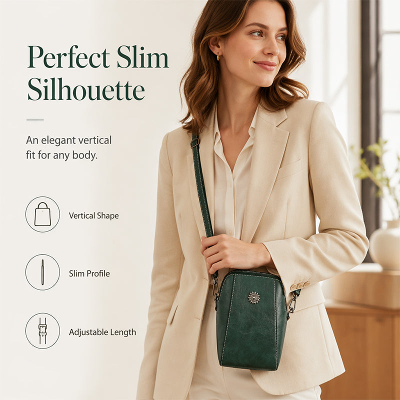 Waxed Leather Phone Crossbody – Ultra-Light & Dual-Compartment Design